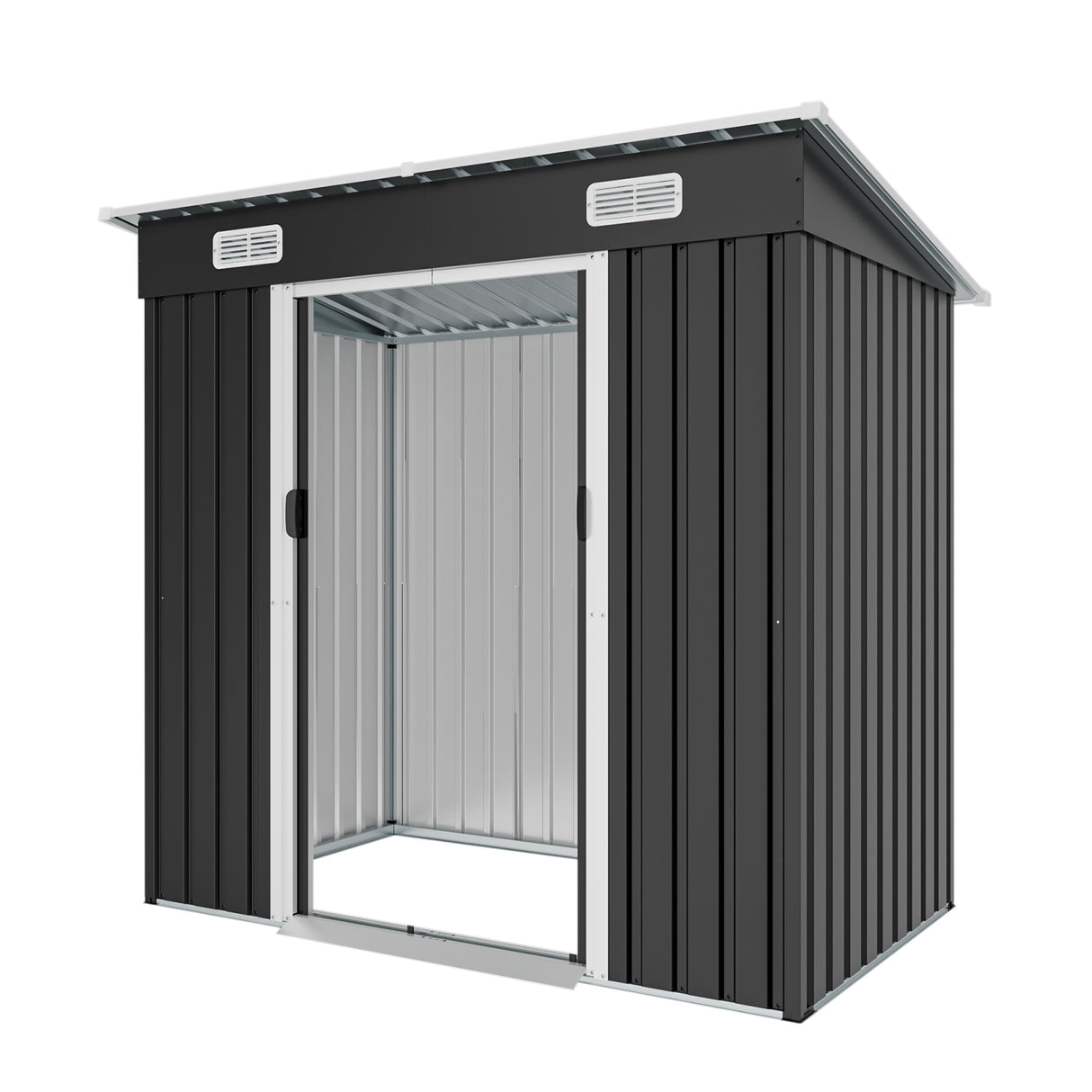 6x4ft Metal Shed with Sliding Door and Ventilation Vents