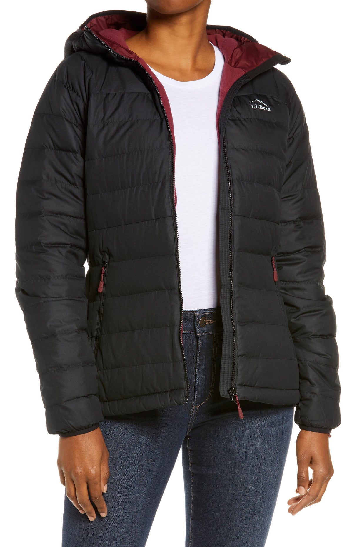 LLBean Women's Beans Black Down Hooded Jacket