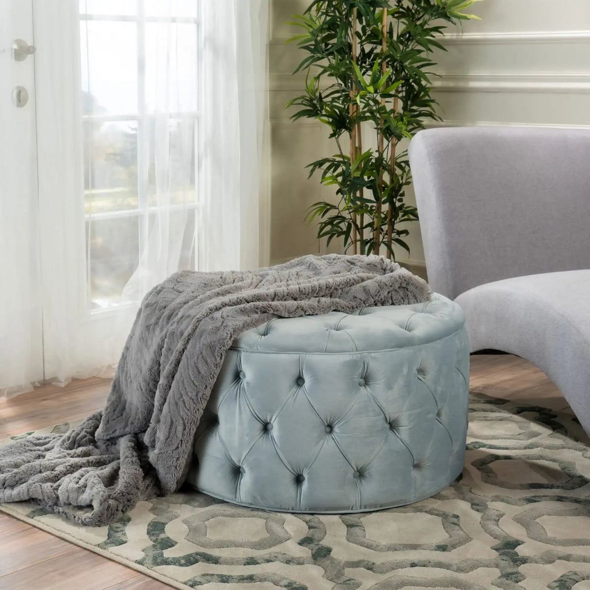 Modern Glam Ottoman Velvet - Best Buy Furniture