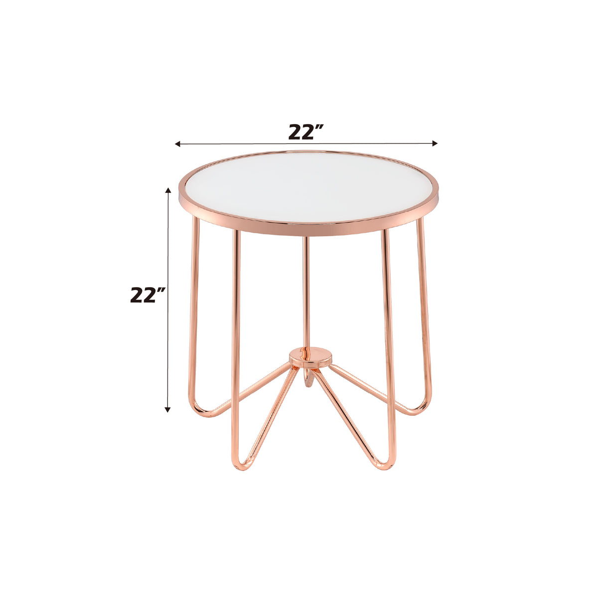 Alivia Frosted Glass & Rose Gold Round Table