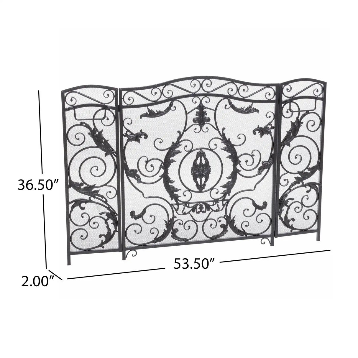 Mariella - Traditional Floral Iron Fireplace Screen With Ornate Design - Best Buy Furniture