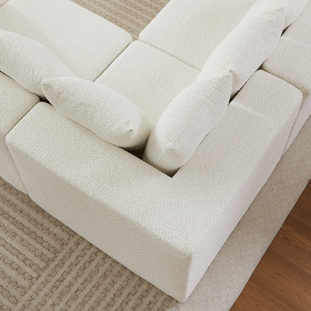 151.6-Inch Extra-Large L-Shaped Chenille Sectional Sofa
