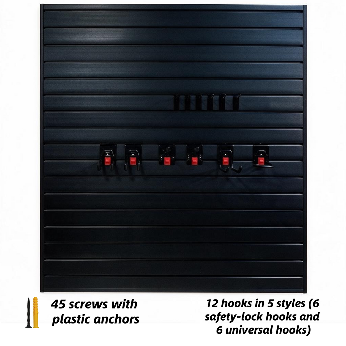 PVC Slatwall Panel Kit, 4x4ft Garage Wall Storage System