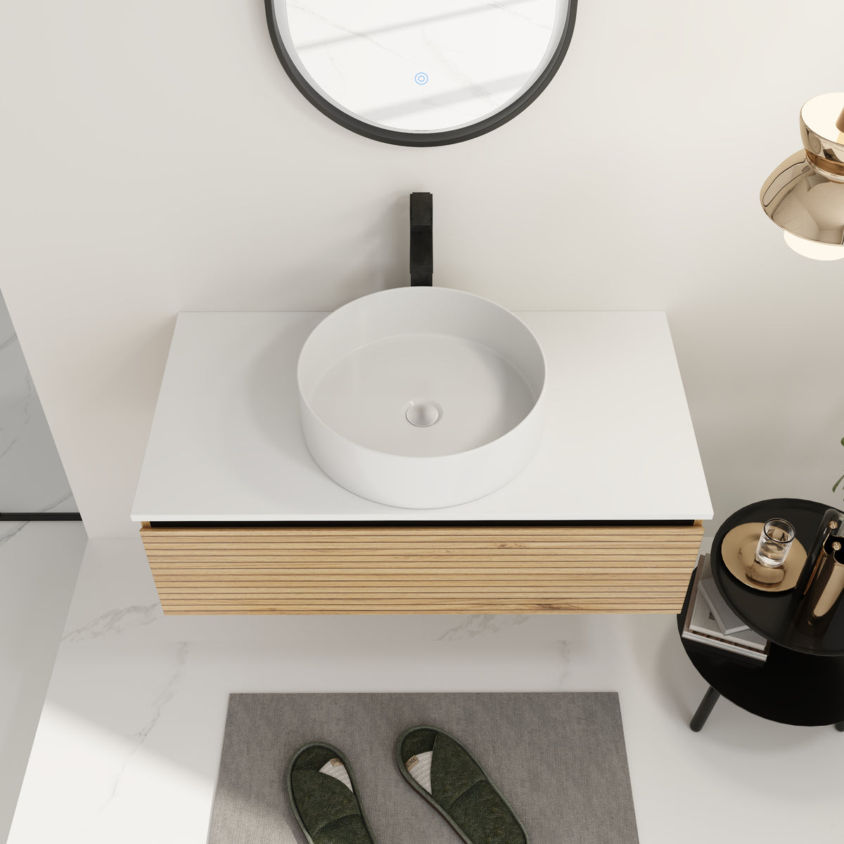36'' Wall Mounted Bathroom Vanity with Resin Sink
