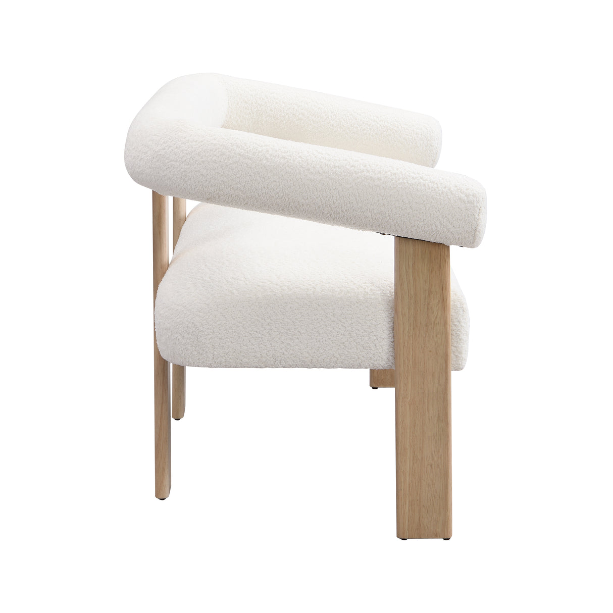 Round Armrest Loveseat (Beige + Natural)