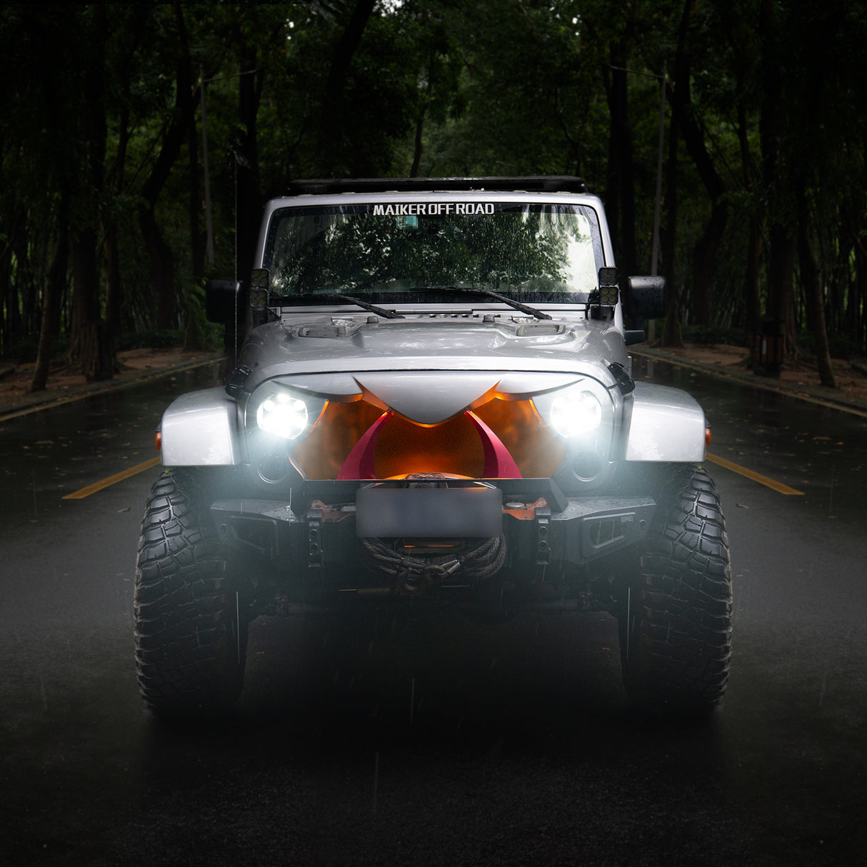 Halloween Front Grille Grid Grill for 2007-2017 Jeep Wrangler Rubicon Sahara Sport JK/JKU, Matte