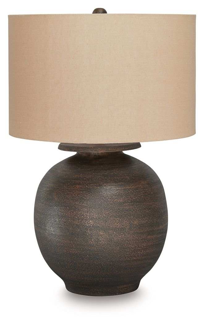 Carlenbury - Metal Table Lamp - Antique Brown - Best Buy Furniture