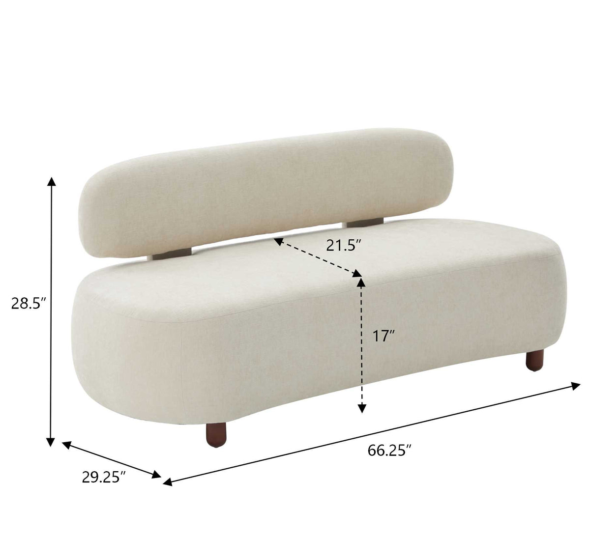 Lunara 66 in. Modern Curved Upholstered Chenille Sofa