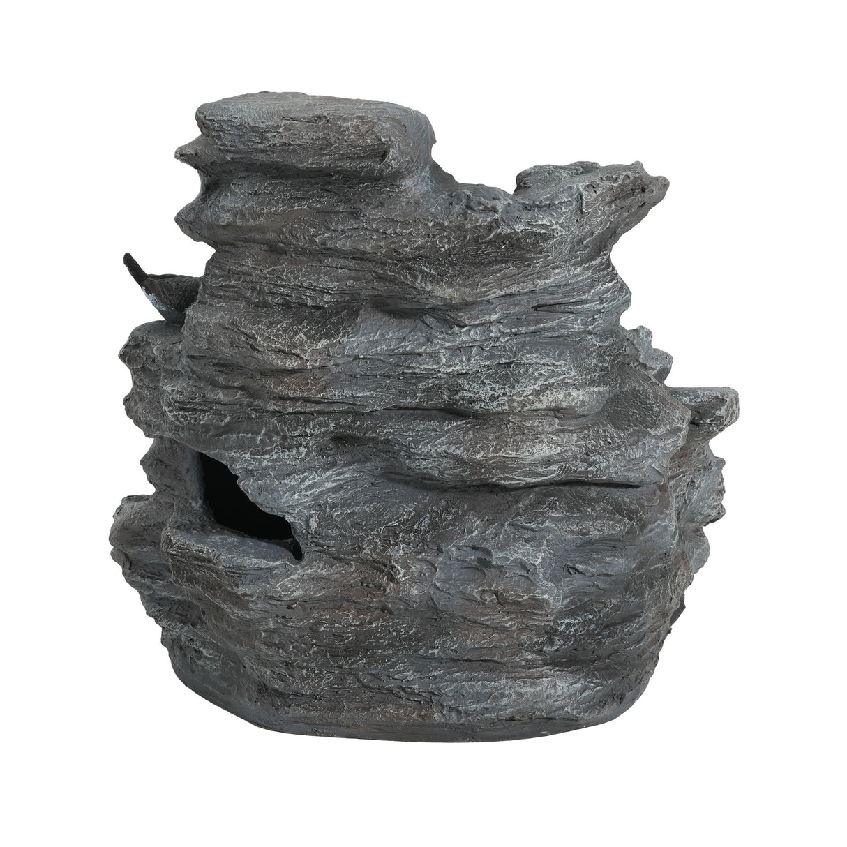 Concrete Rock Waterfall Fountain With LED Lights, Outdoor Garden Decor