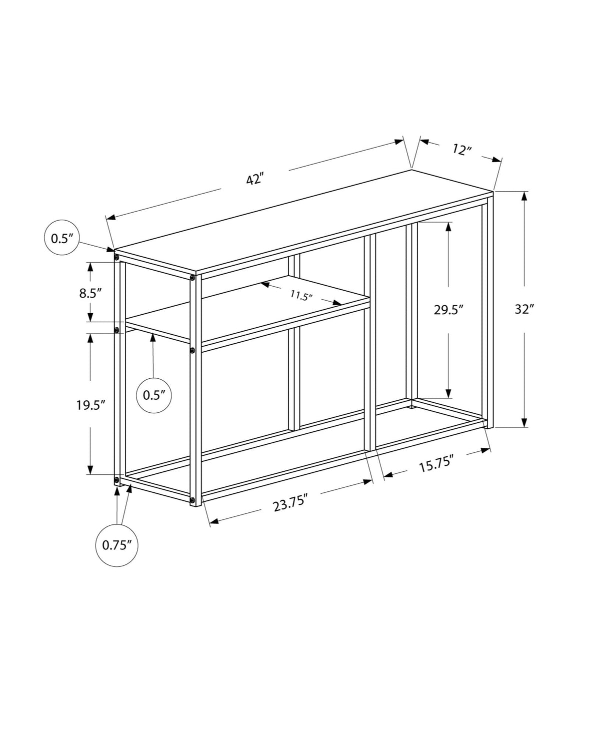 Accent Console Table For Entryway, Contemporary & Convenient Design - Gray - Best Buy Furniture