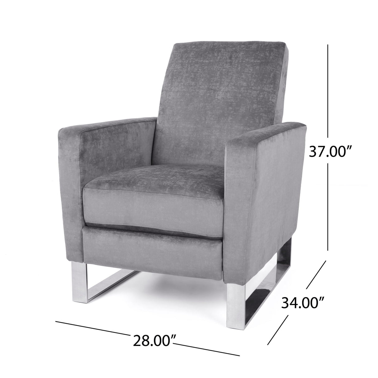 Bolt - Upholstered Recliner Chair With Stainless Steel Base - Gray / Chrome - Best Buy Furniture
