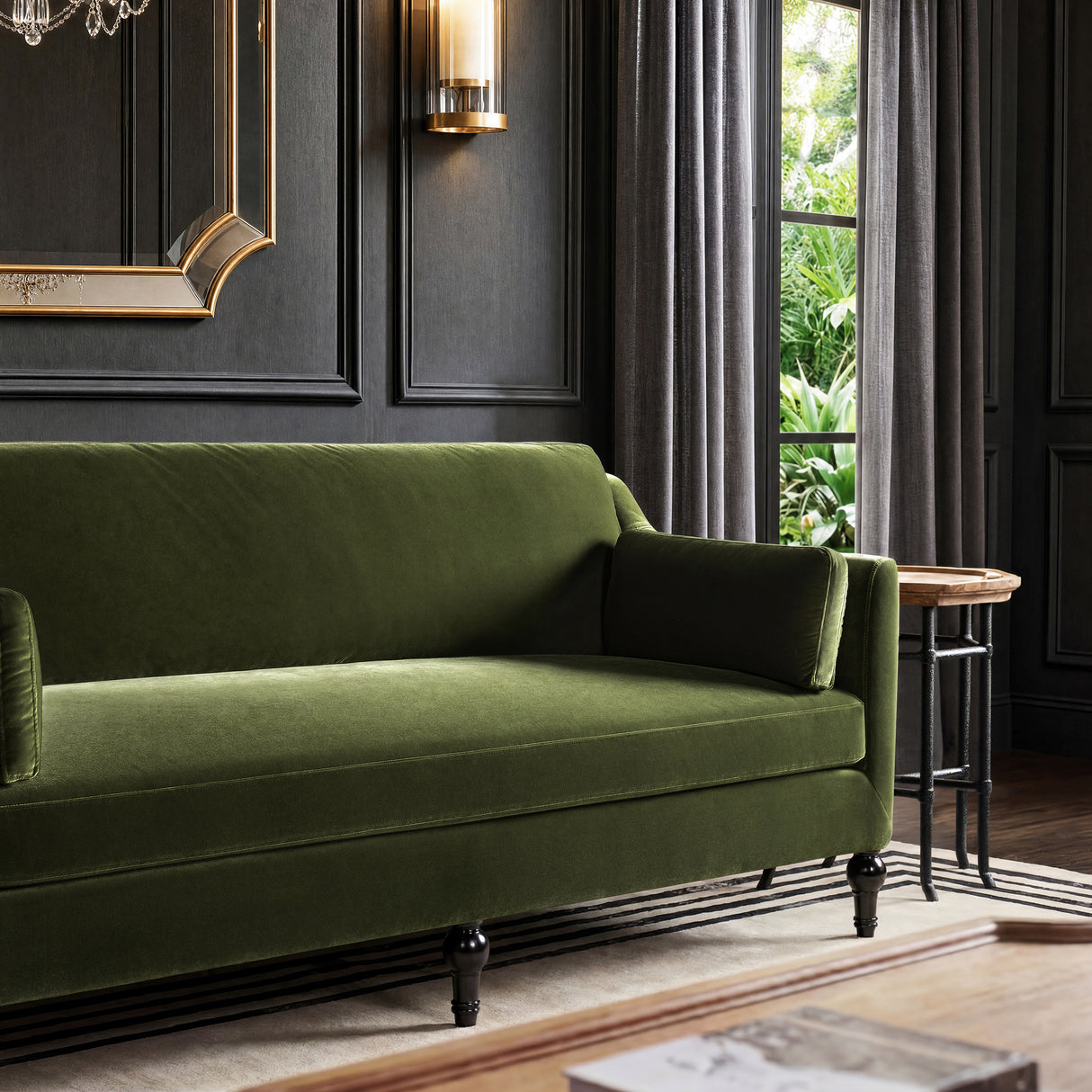 Josephine 84.5" Upholstered Modern Sofa, Olive