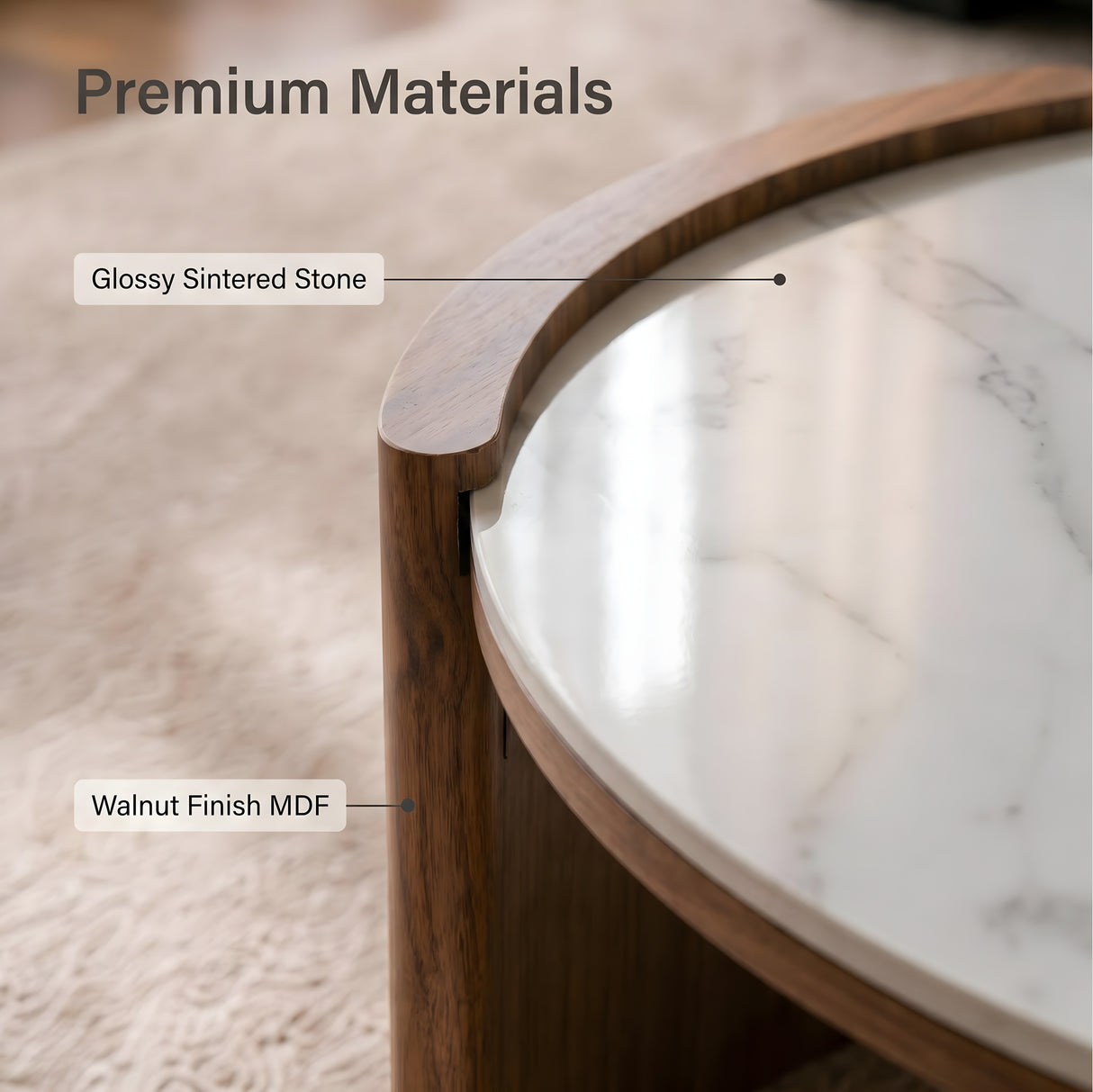 Modern Round Sintered Stone Coffee Table