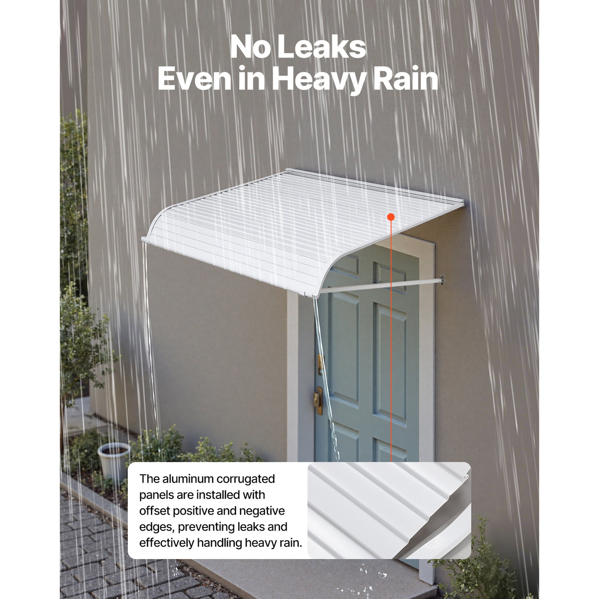 Window Awning Door Canopy 48x42 in Aluminum Alloy
