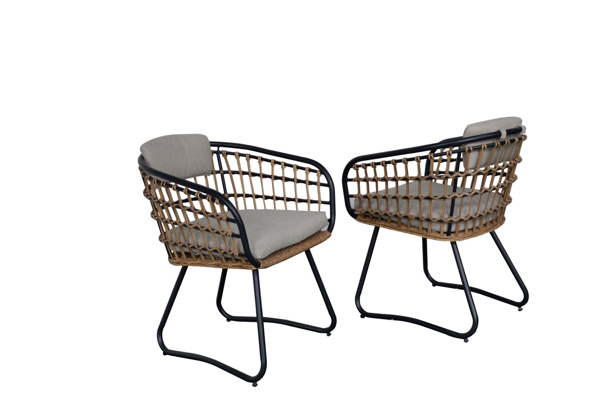 7-Piece Outdoor Wicker Dining Set with Wood-Plastic Composite Board Table