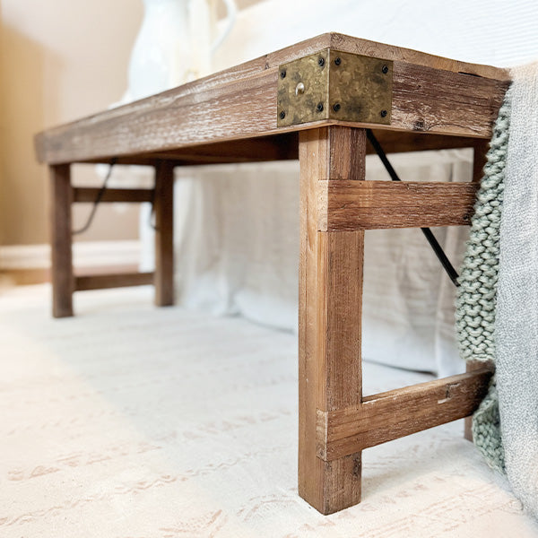 Vintage-Inspired Reclaimed Wood Folding Bench