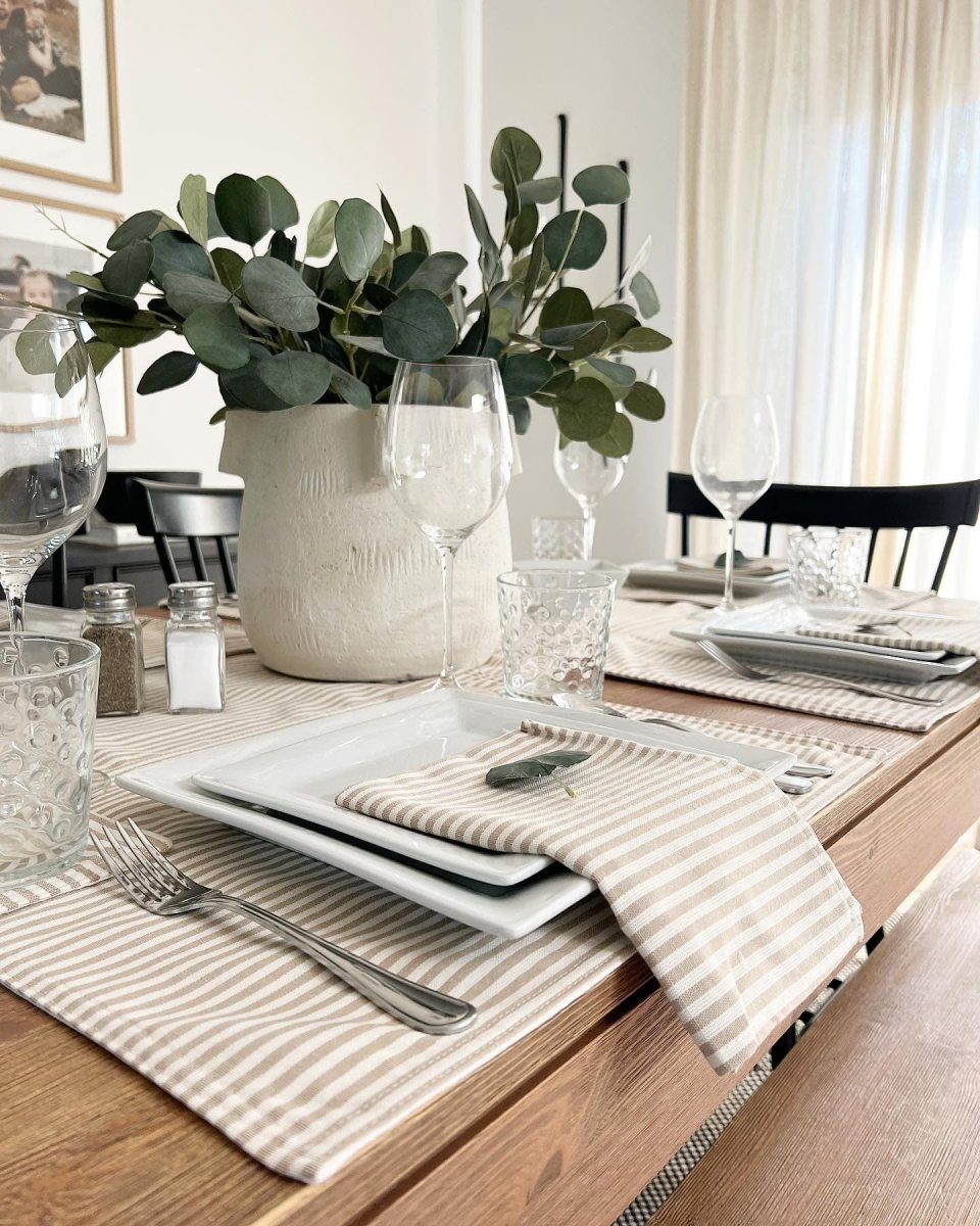 Farmhouse Ticking Stripe Yarn Dyed Table Runner 13"W x 72"L