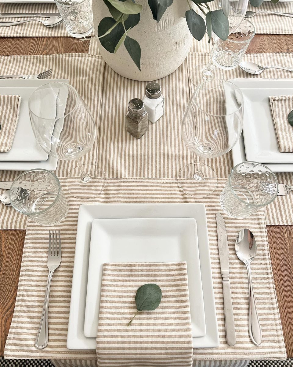 Farmhouse Ticking Stripe Yarn Dyed Table Runner 13"W x 72"L