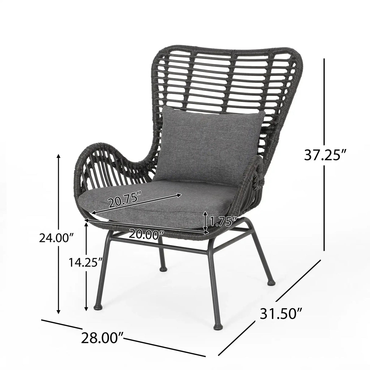 Modern Aesthetic Outdoor Rattan Accent Chair With Metal Legs - Best Buy Furniture