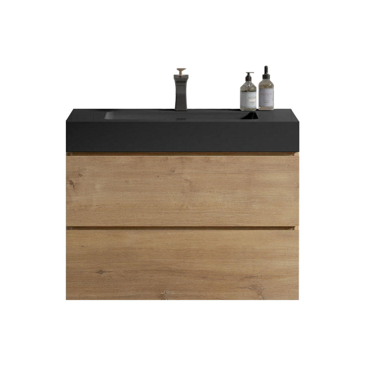 Alice - Natural Oak Bathroom Vanity With Sink, Large Storage Wall Mounted Floating Bathroom Vanity For Modern Bathroom, One-Piece Sink Basin Without Drain