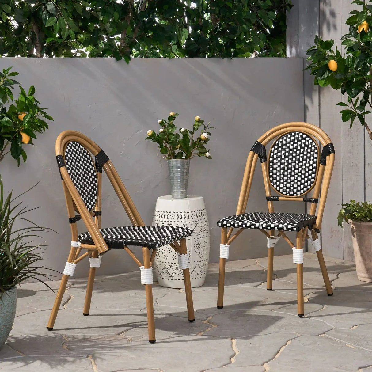 Outdoor Rattan And Aluminum French Bistro Chair Set - Best Buy Furniture