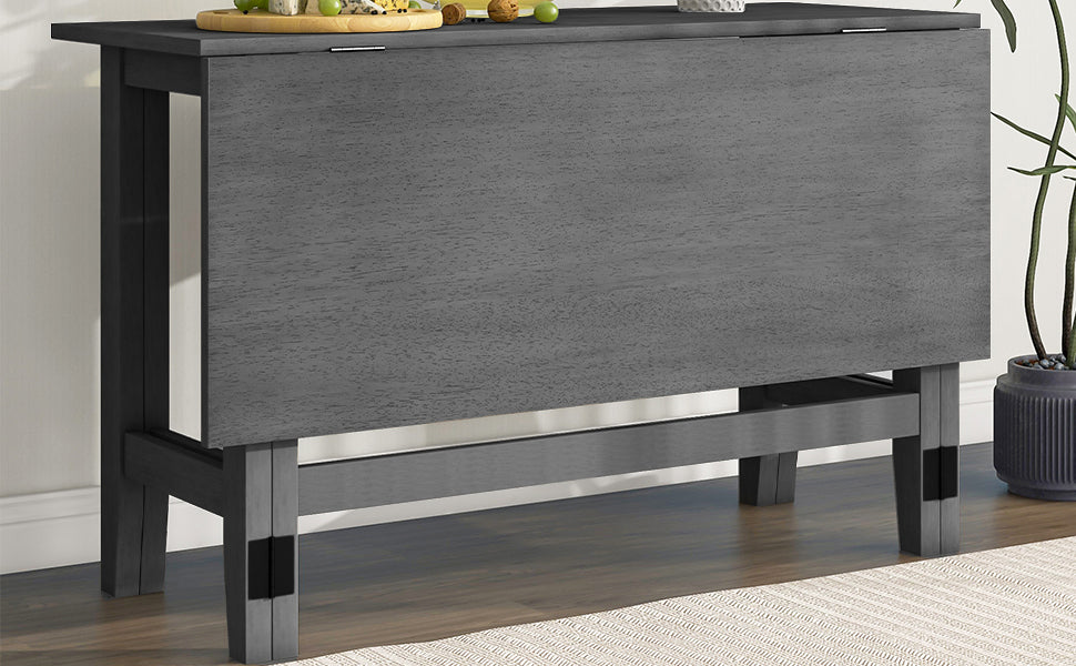 TOPMAX Farmhouse Wood Extendable Dining Table with Drop Leaf