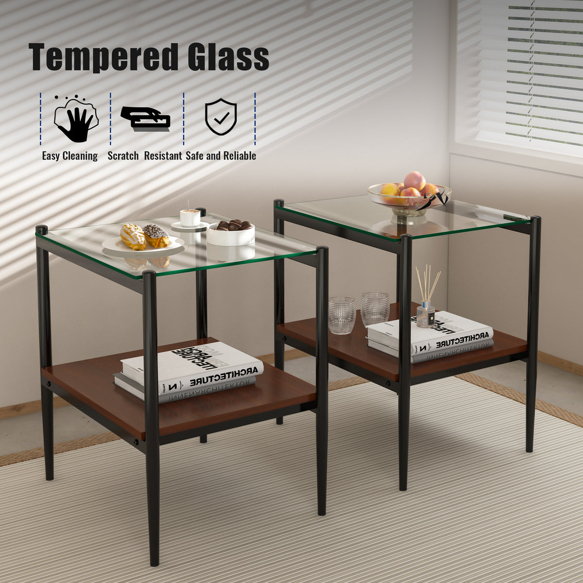 Set of 2 Rectangle End Table
