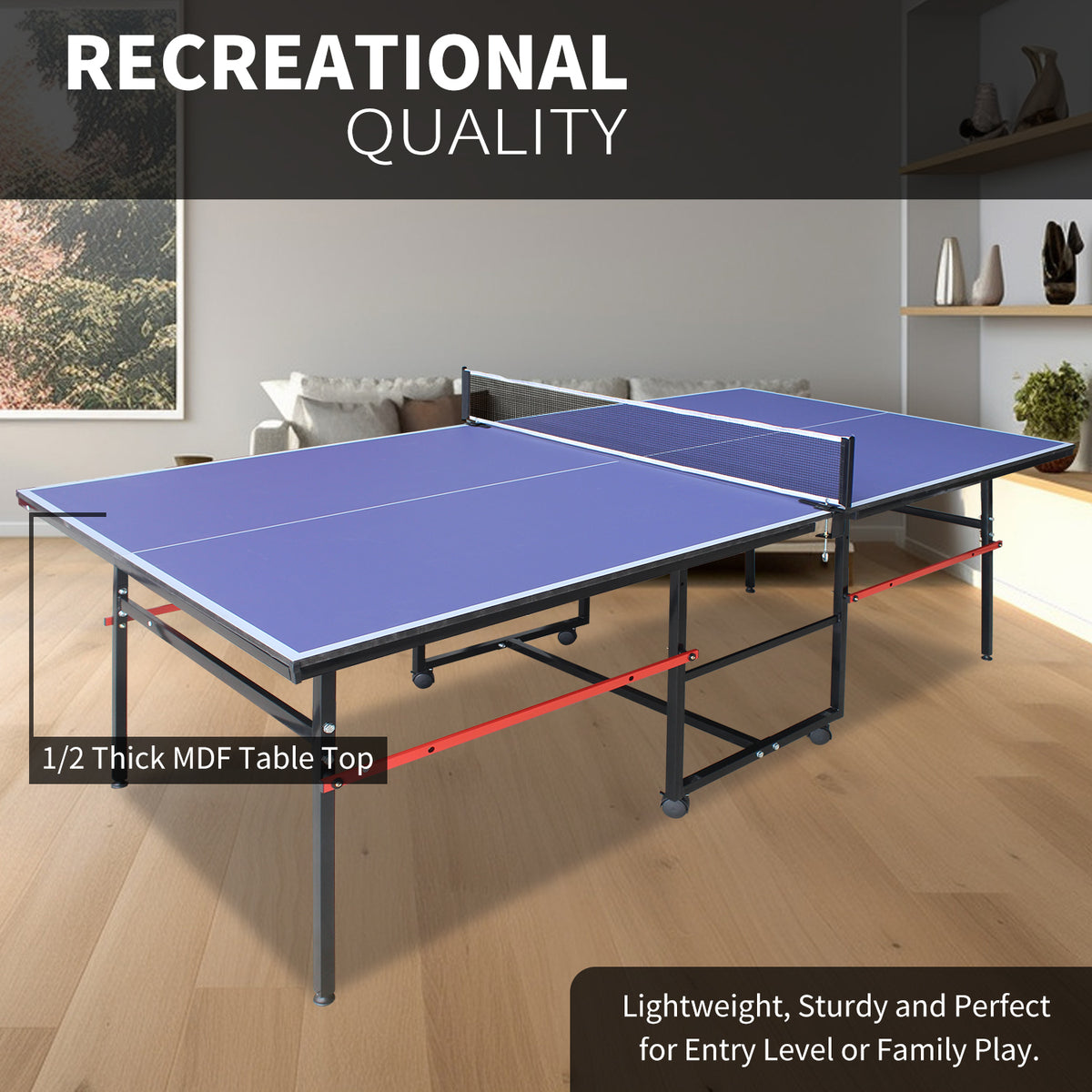 8ft Mid-Size Table Tennis Table Set