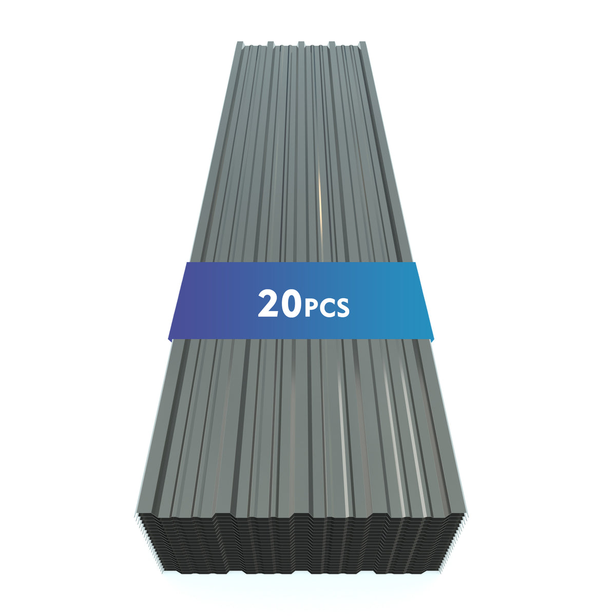 Corrugated Galvanized Metal Roofing Panels, 72.9 x 18.9 Inches, Light Gray, Set of 20