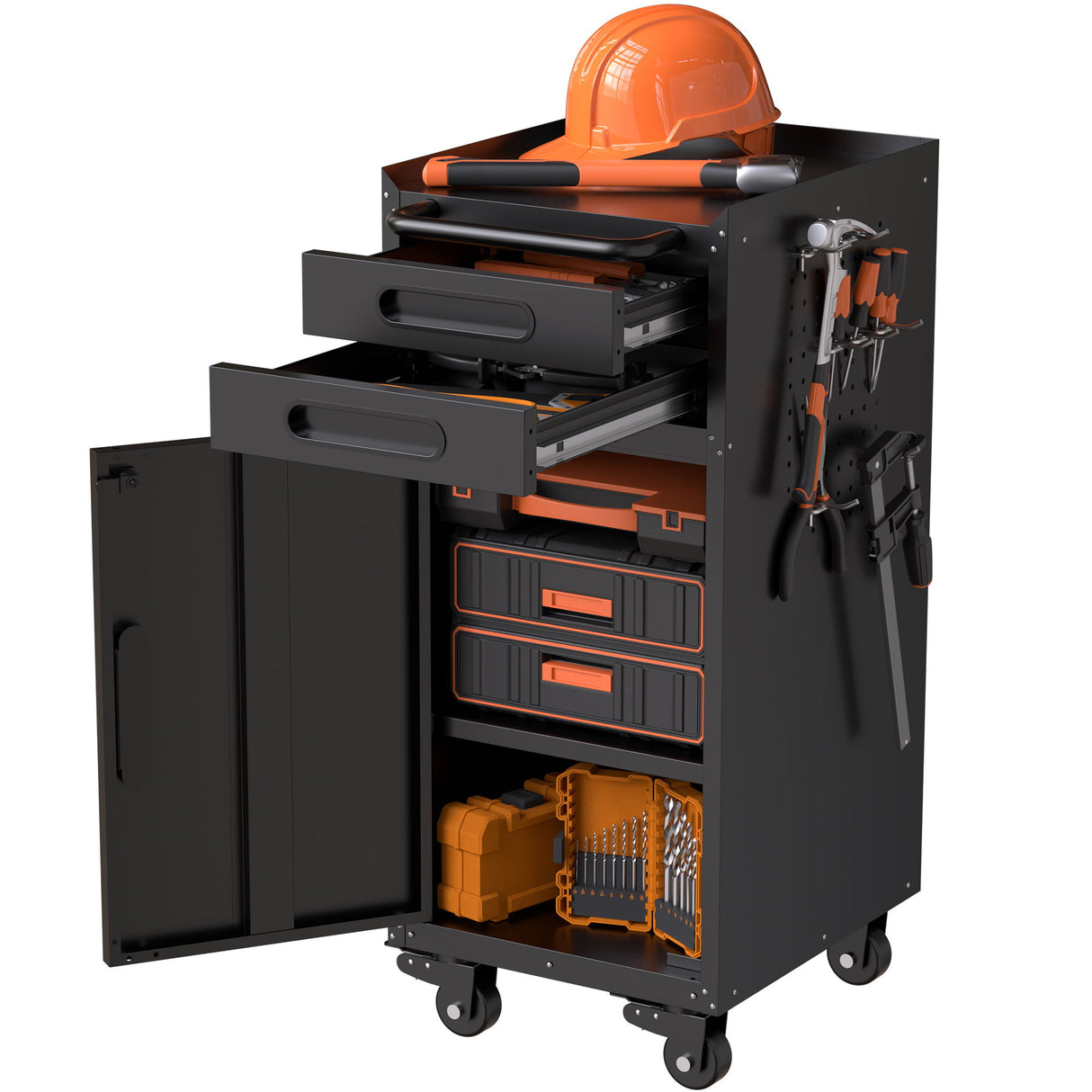 Rolling Tool Cabinet Heavy Duty Garage Storage With Lockable Doors