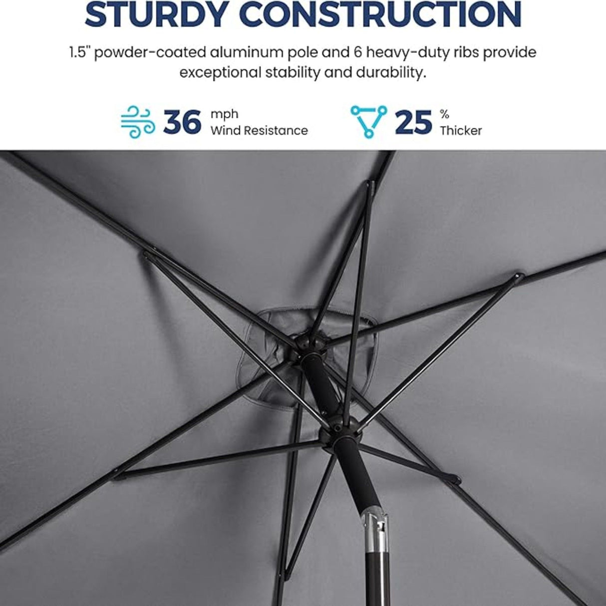 Rectangular Patio Umbrella With Crank Tilt, Polyester UV-Resistant Canopy