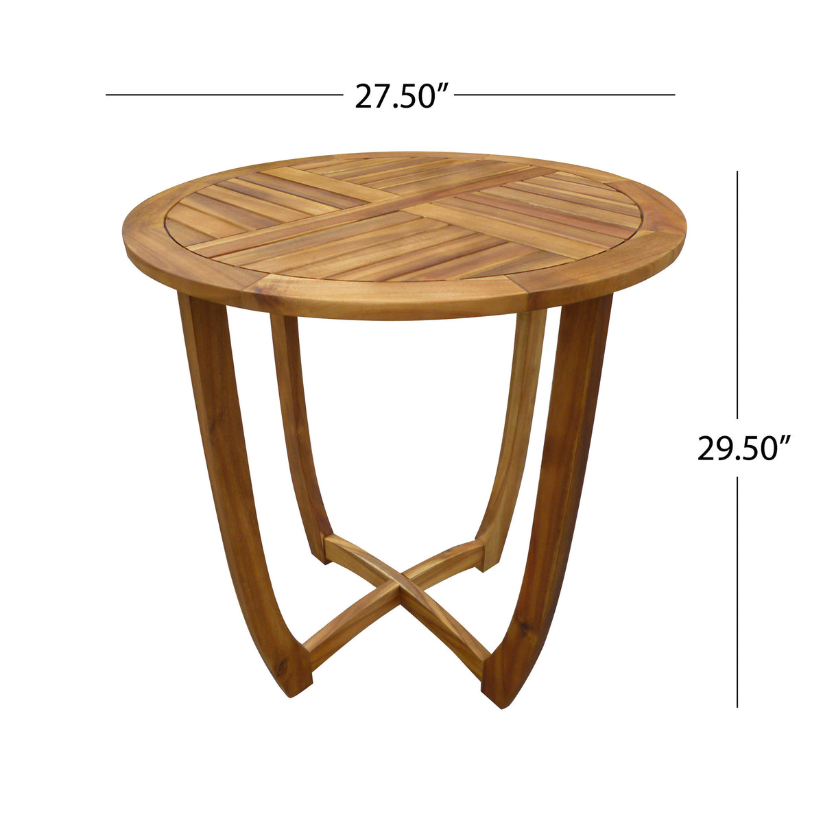 Outdoor Round Acacia Wood Accent Table - 27.5" Teak