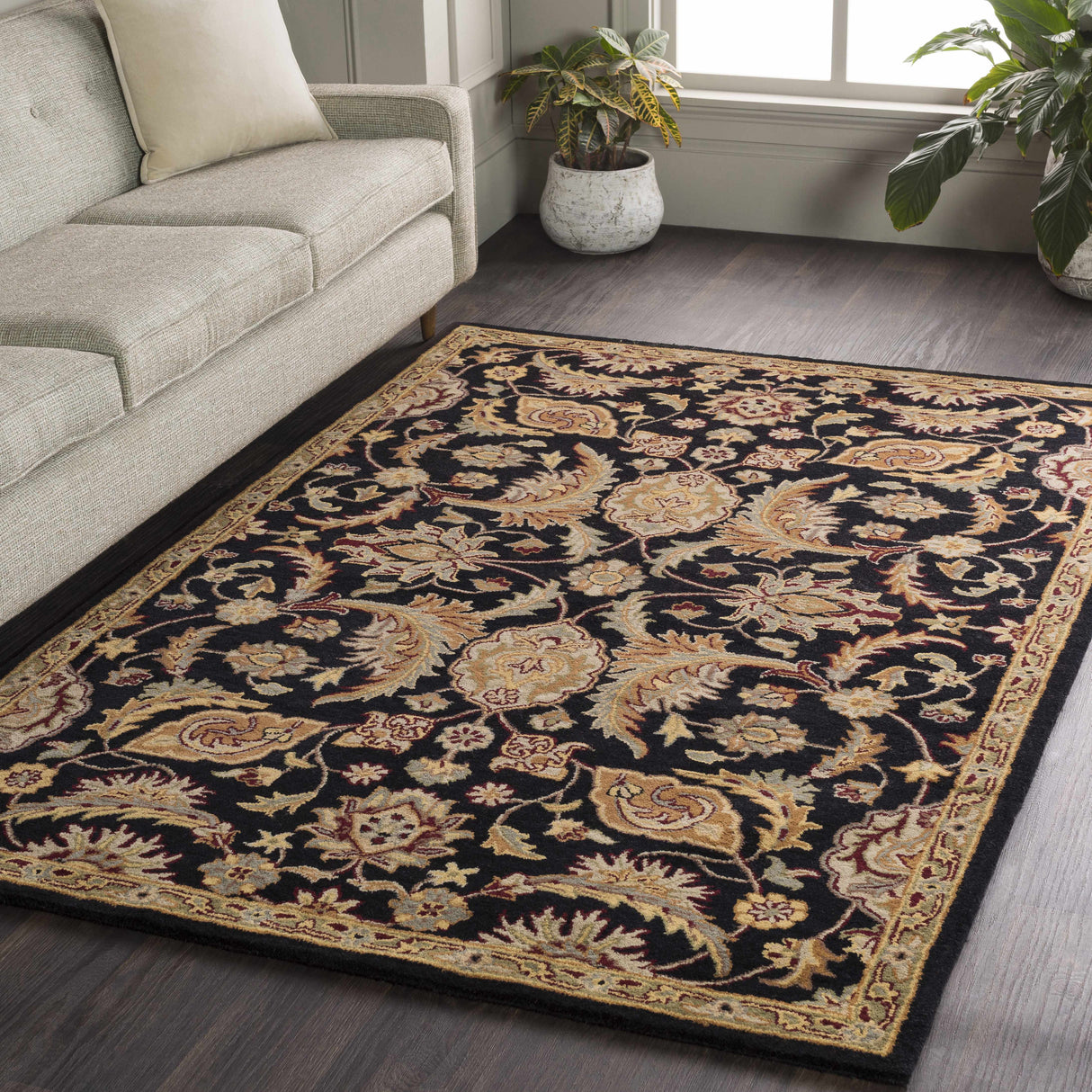 Blomkest Black&Yellow Traditional Wool Carpet