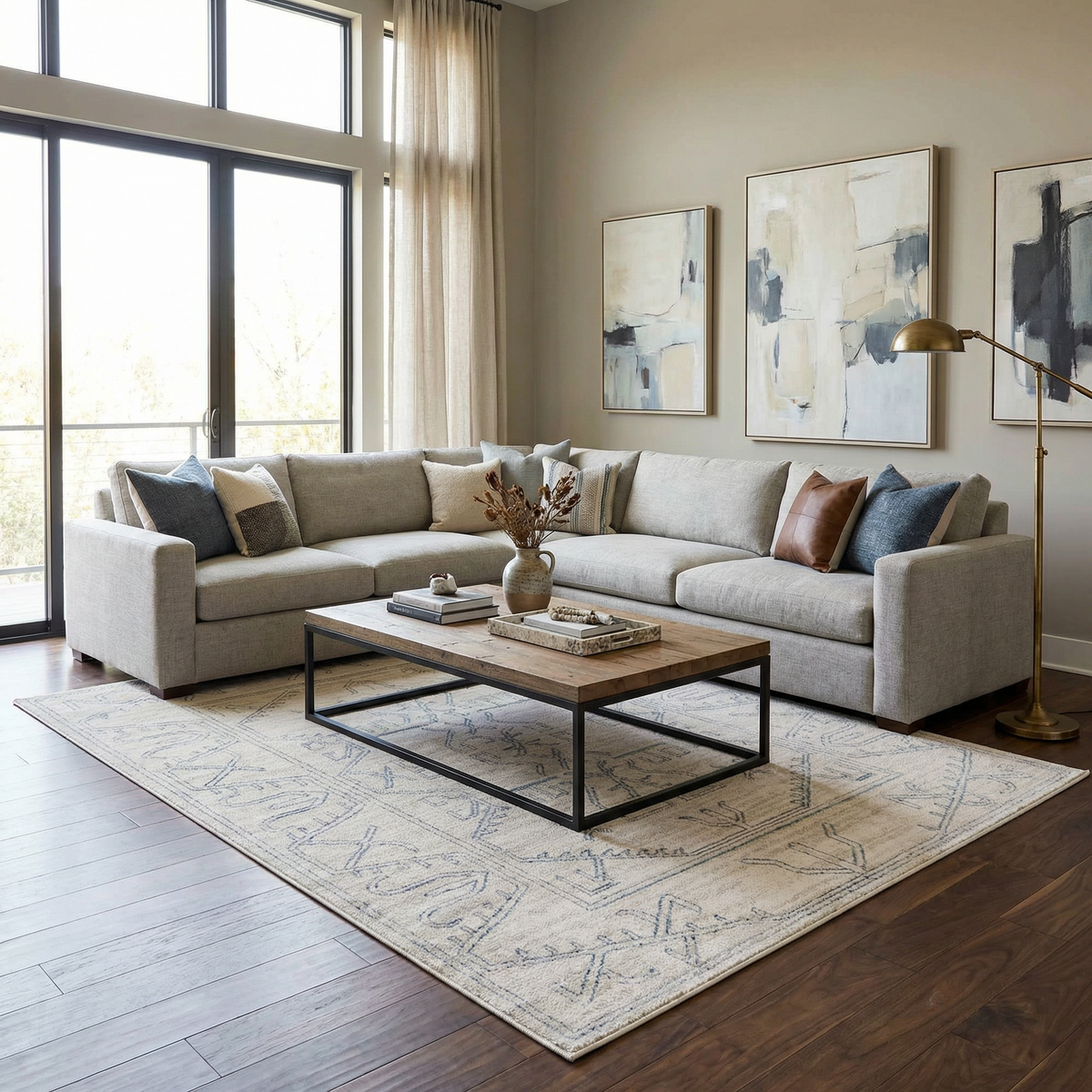 Boutique Rugs Divya Cream & Silver Blue Area Rug - view 2