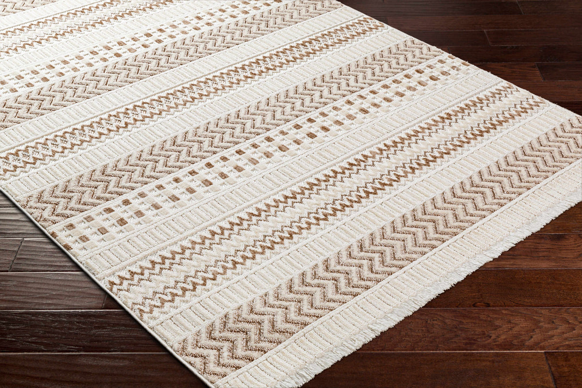 Boutique Rugs Eiko Beige Textured Saxony Rug with Fringes - view 4