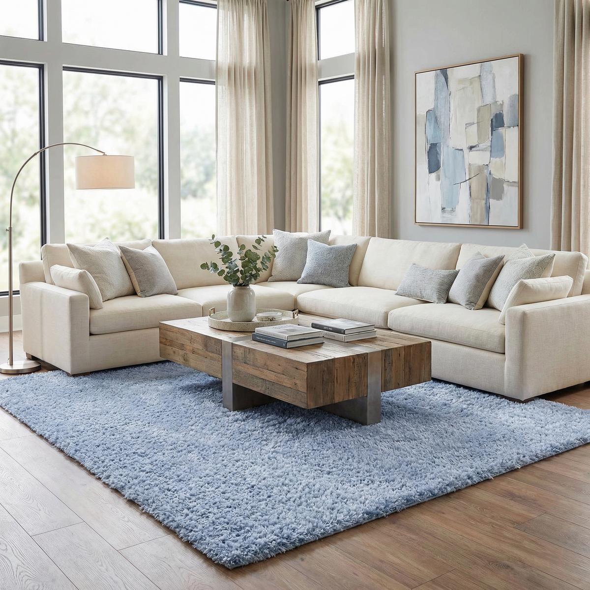 Boutique Rugs Faina Solid Aqua Shag Washable Area Rug - view 2