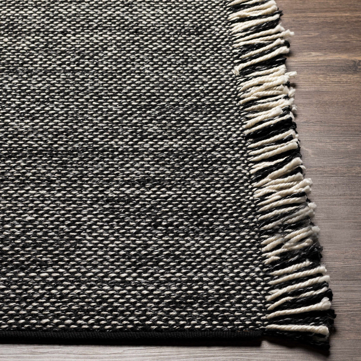 Boyden Black Area Rug with Tassels - Clearance