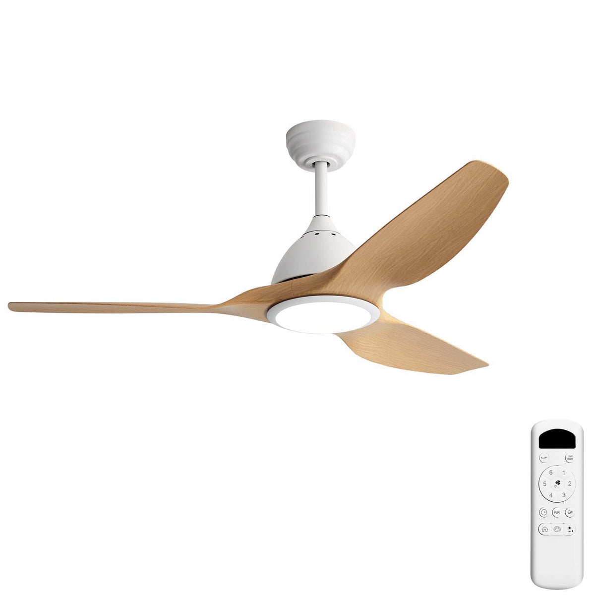 Bredoom 52" Ceiling Fan with Remote Control and LED Light in Light Brown