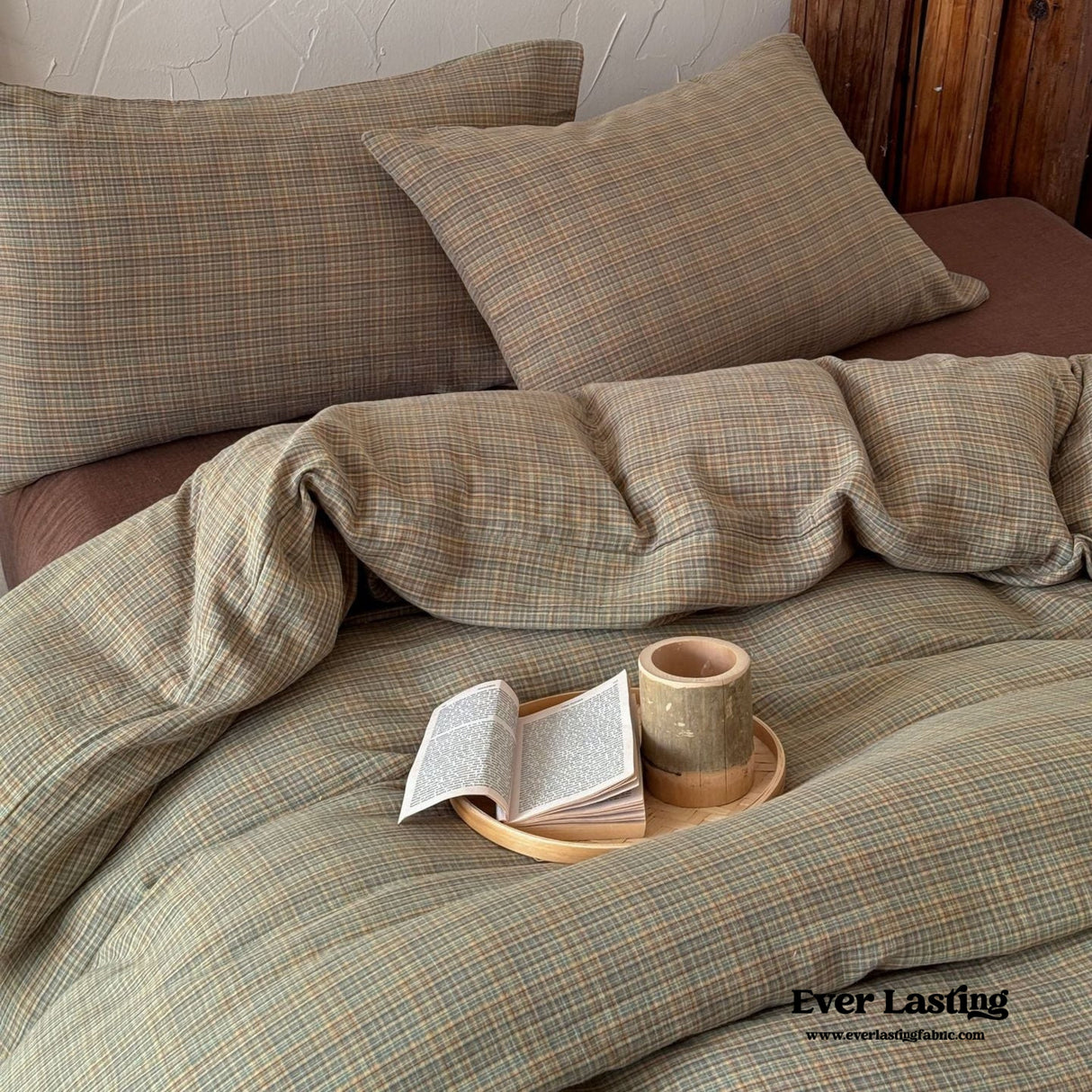 British Vintage Plaid Bedding Set / Brown