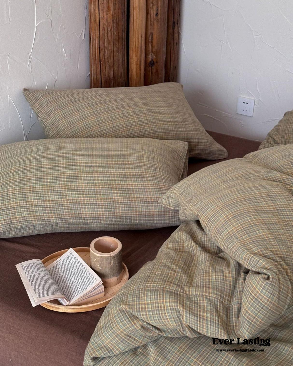 British Vintage Plaid Bedding Set / Brown