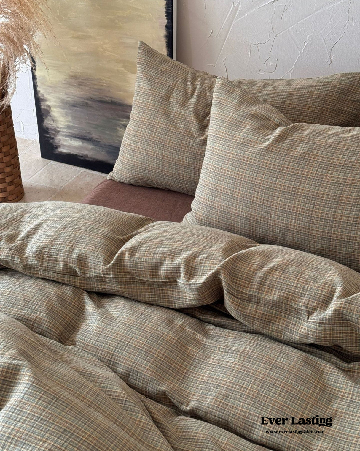 British Vintage Plaid Bedding Set / Brown