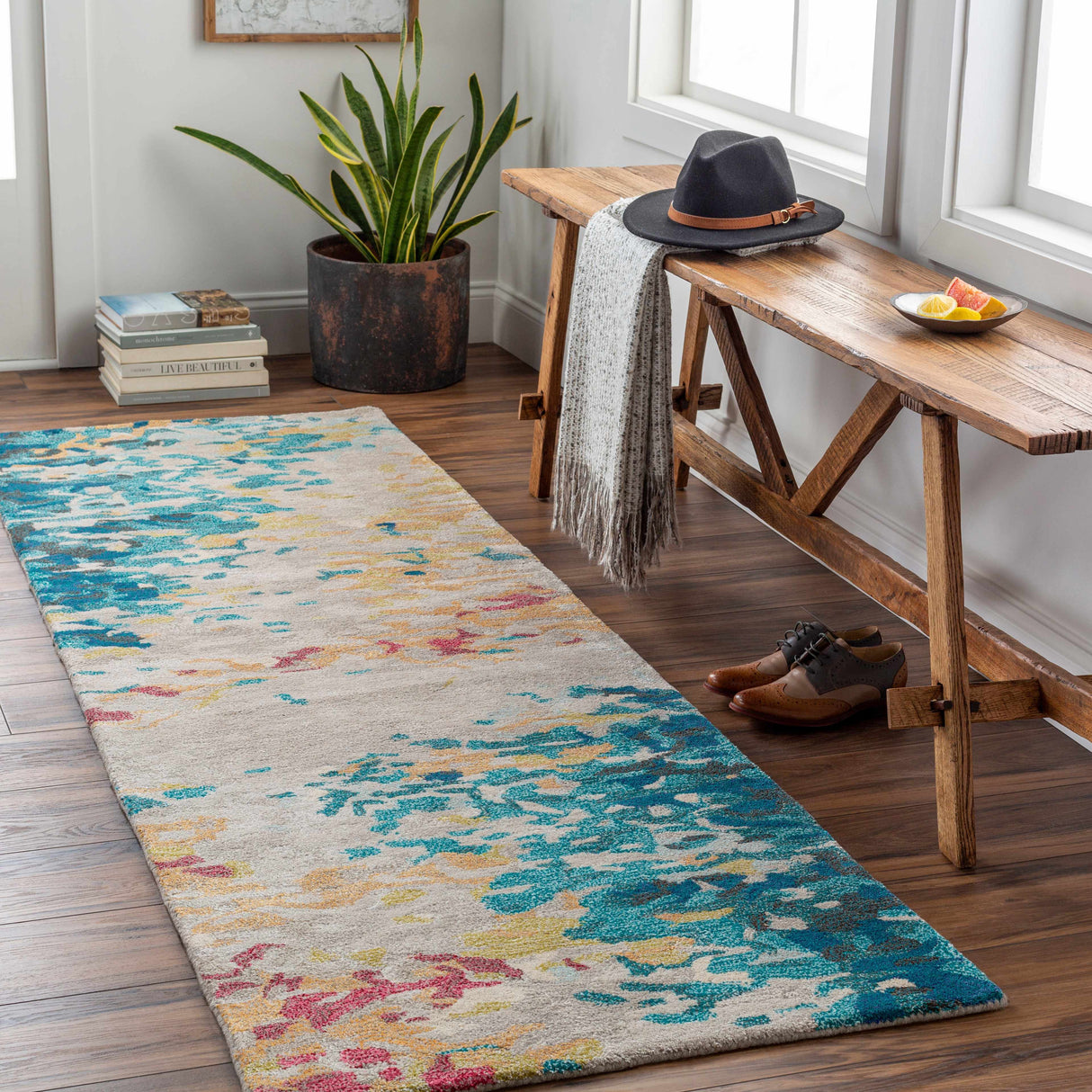 Bualan Stone Pattern Wool Blend Rug - Clearance