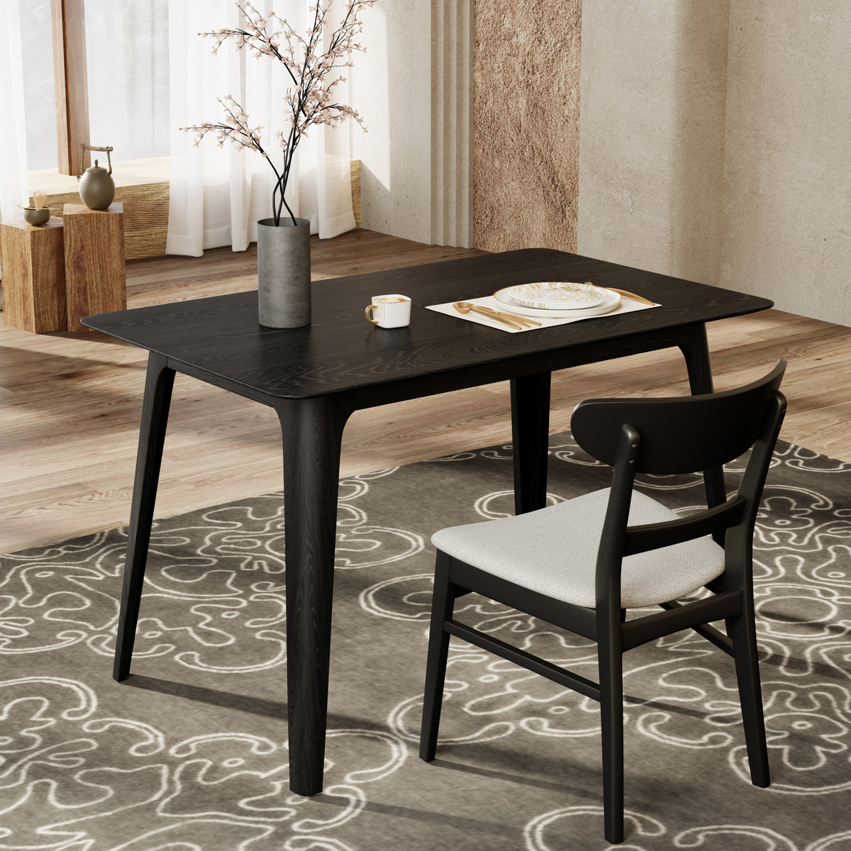 Mid-Century Modern Rubberwood Dining Table