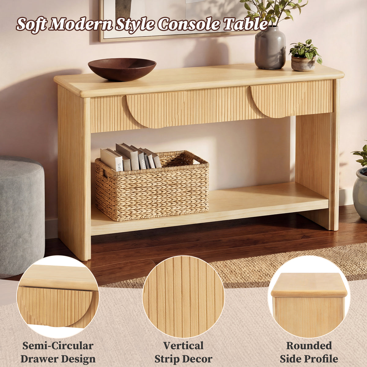 55" Fluted Console Table