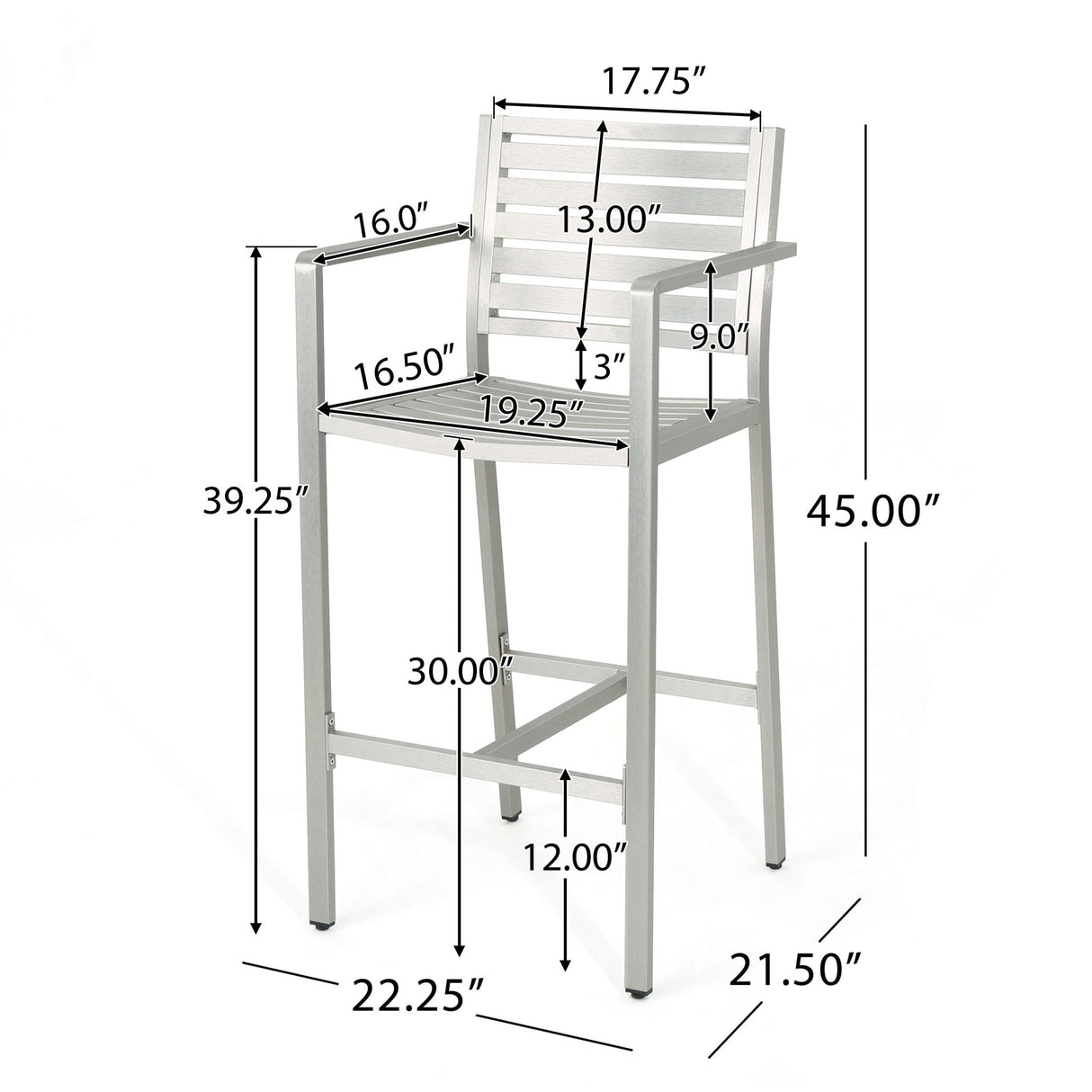 Outdoor Aluminum Rust Proof Barstools (Set of 2) - Silver - Best Buy Furniture