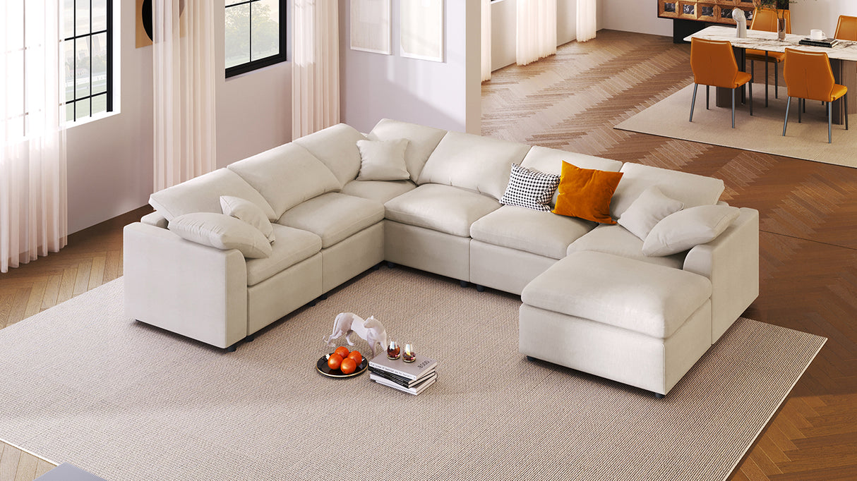 U_Style 120.8" Extra Large 7-Seater Modular Sectional Sofa