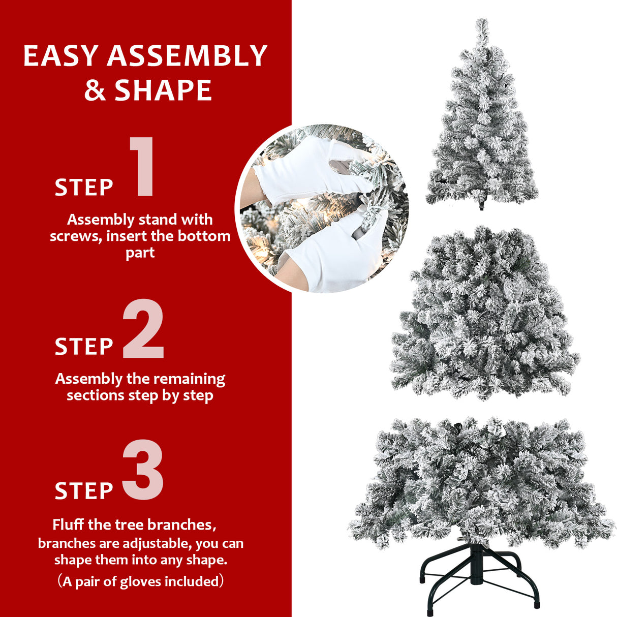 5FT Flocked Christmas Tree with 150 Warm Lights