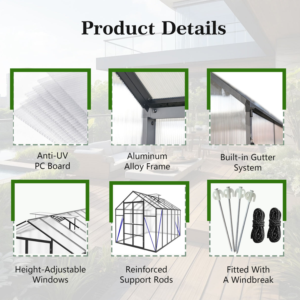 Gain Height Windproof Aluminum house With Raised Base