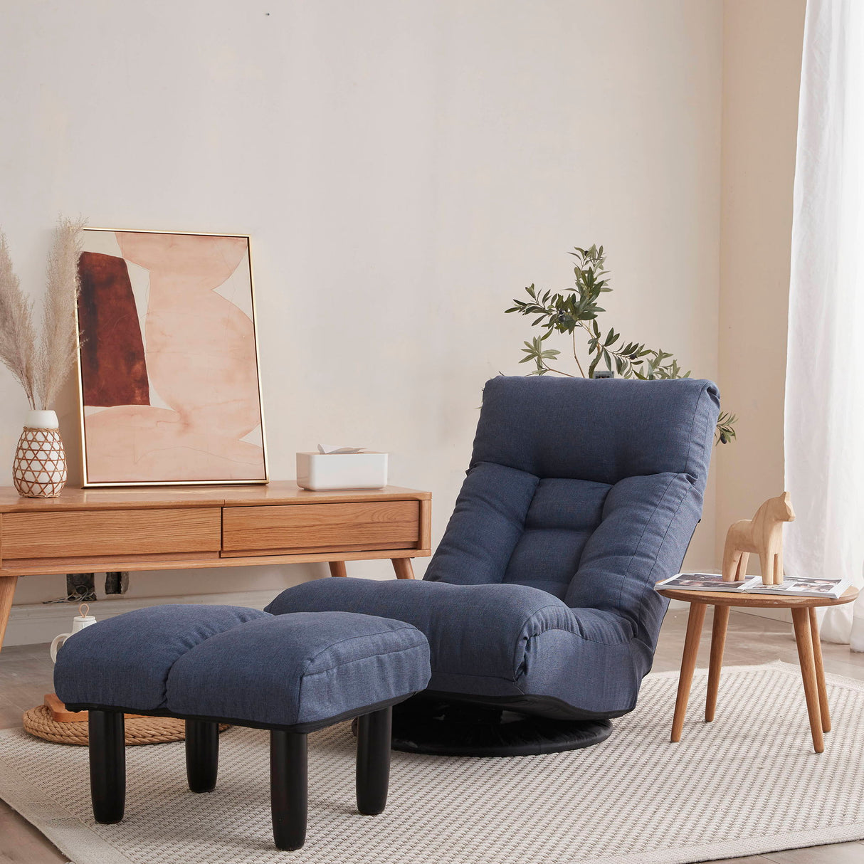 Adjustable Japanese Reclining Floor Chair Sofa With Metal Frame For Living Room