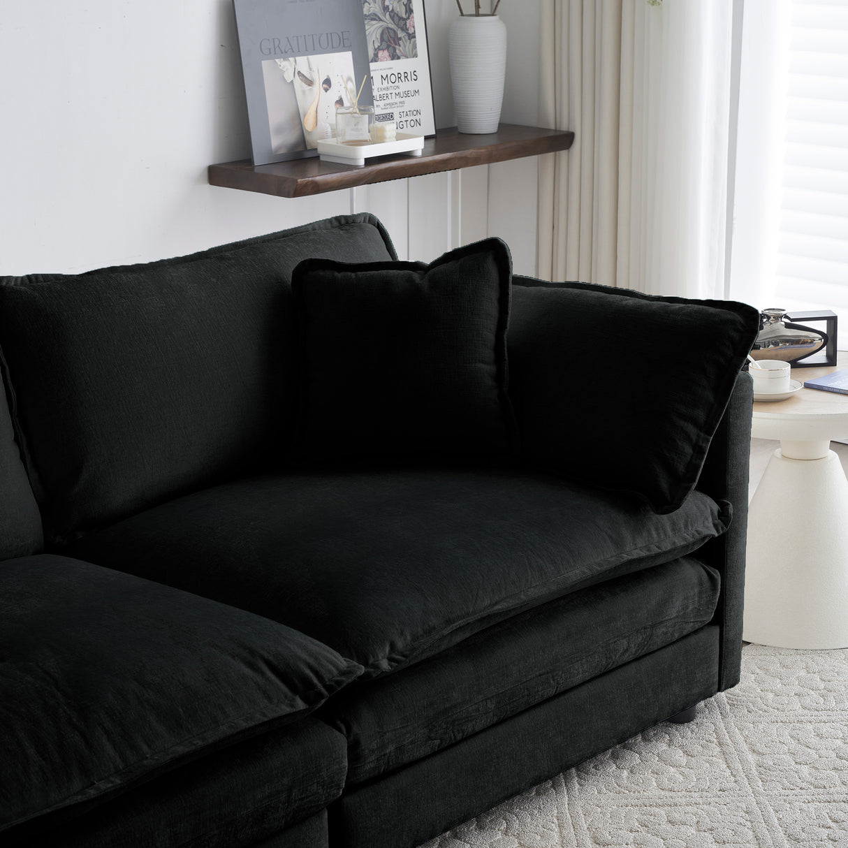 Chenille Fabric Ottomans Footrest to Combine with Sofas